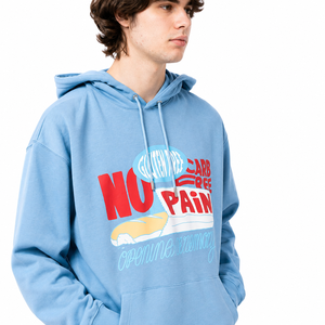 เสื้อฮู้ดผู้ชายสีฟ้าอ่อนทรงโอเวอร์ไซส์ ผ้าฝ้าย 100% เฟรนช์เทอร์รี่ พิมพ์ลาย มีกระเป๋าหน้า สวมใส่สบาย ระบายอากาศได้ดี - Product Image 6