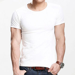 Venta caliente hombres músculo cuello redondo Camiseta verano sólido negro ajustado ajuste suave algodón capa Base Casual gimnasio desgaste hombres camisetas - Product Image 3