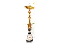 Chicha Farida Mini de Luxe Égyptienne Traditionnelle en Laiton Massif Laqué, Deux Niveaux, Hauteur 75cm, Gravée à la Main, Droite – Offre Spéciale