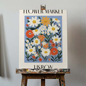 Digital <b>Printed</b> Lisbon Portugal Flower Market Graphic Art - Product Image 6