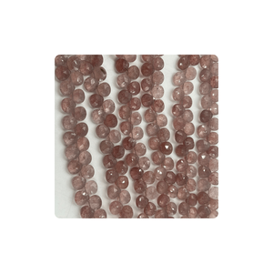 Cuentas de Briolette con forma de corazón facetado de cuarzo de fresa Rosa Natural de alta calidad india, 7mm, aproximadamente 8 pulgadas, fabricación de joyas - Product Image 4