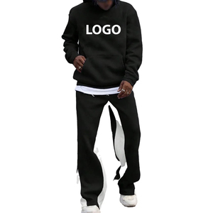 Sweat-shirt à capuche et pantalon de survêtement pour homme, style streetwear, poids lourd, personnalisé, avec poches, épaules tombantes, 100% coton molletonné - Product Image 3