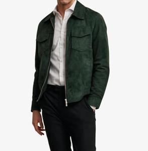 Veste de moto en cuir suédé faite à la main |   Vêtements d'extérieur d'hiver |   Stand Front |   Style minimaliste de motard |   Cadeau artisanal pour lui - Product Image 6