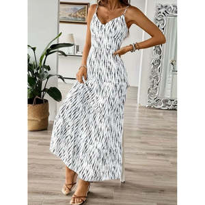 Jane's Women's Sleeveless V-Neck Tie-Back <b>Long</b> Maxi Dress, Relaxed Fit Supreme Knit Fabric, Casual Daily Wear - Product Image 2
