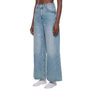 <b>Women's</b> High Waist <b>Baggy</b> Wide Leg <b>Jeans</b> Vintage Wash Denim Pants - Product Image 6