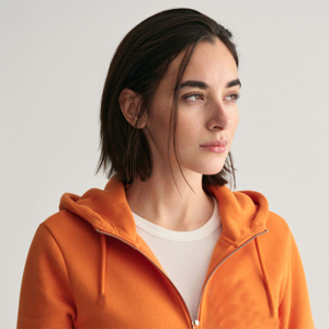 Sudadera con cremallera para mujer Sudadera con capucha de lana de algodón naranja de gran tamaño con cremallera Streetwear Ropa de invierno cálida Sudaderas con cremallera - Product Image 3