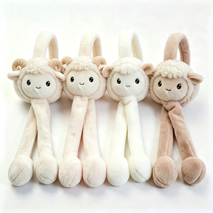 customized Squeeze activated moving sheep ear <b>earmuffs</b> Soft plush curly lamb winter <b>earmuffs</b> Cream <b>white</b> beige multi-color sheep - Product Image 5