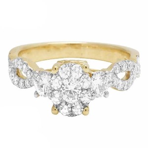 Anillo de diamantes de inspiración vintage de calidad de exportación con detalle de filigrana en oro amarillo para coleccionistas y boutiques en venta - Product Image 2