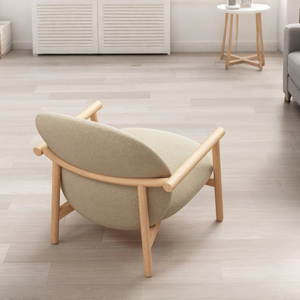 Sillón Escandinavo con Estructura de Haya Maciza y Asiento y Respaldo Tapizados, Silla de Diseño Moderno para Sala de Estar, Muebles para el Hogar - Product Image 6