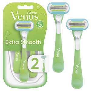 Usine de gros GilletteVenus Extra Smooth Green Rasoirs jetables pour femmes, 5 lames, 2 fils - Product Image 1