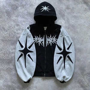 Vente en gros de sweat à capuche zippé avec logo personnalisé pour hommes, vêtements de rue surdimensionnés sales délavés à l'acide, en coton et polyester mélangés - Product Image 3