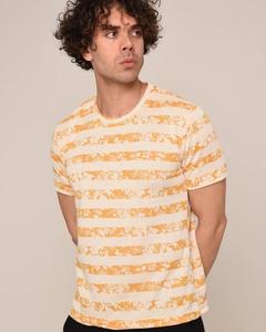 Camiseta de algodón a la moda para hombre Top de punto de manga corta informal a la moda estampado de rayas horizontales para ropa deportiva de verano - Product Image 3