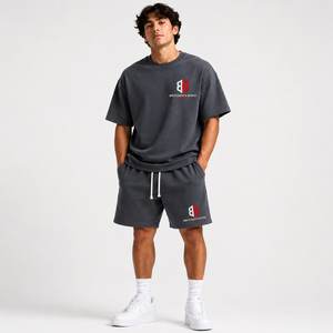 Conjunto de Camiseta y Pantalones Cortos de Algodón Verde para Hombre, Estilo Casual de Verano, Tejido Transpirable, Logotipo Estampado en la Parte Delantera - Product Image 2