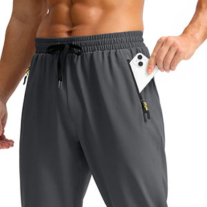 Pantalones de hombre repelentes al agua con múltiples bolsillos y cordón ajustable, pantalones de punto para senderismo al aire libre, pantalones impermeables para hombre - Product Image 2