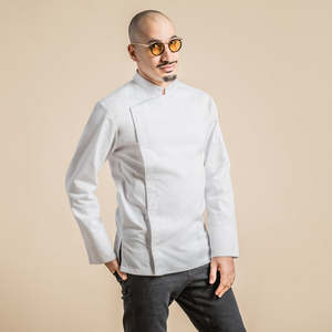 Chaqueta de Chef Transpirable de Tela Tejida de Poliéster/Algodón con Estampado en Relieve, Servicio OEM de Detección de Agujas <span class=keywords><strong>para</strong></span> Hombres - Uso en Restaurantes y Bares - Product Image 1