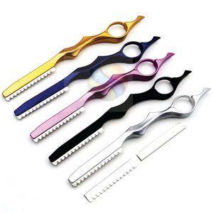 มีดโกนหนวดตรงสแตนเลสพรีเมียมพร้อมโลโก้สั่งทำพิเศษ สำหรับช่างตัดผมมืออาชีพ  มีดโกนหนวดและมีดซอยผม ด้ามจับไม้ - Product Image 2