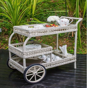 Chariot de service extérieur pliable en teck, avec plateau extensible, tiroir de rangement, porte-bouteilles, disponible à prix de gros - Product Image 3