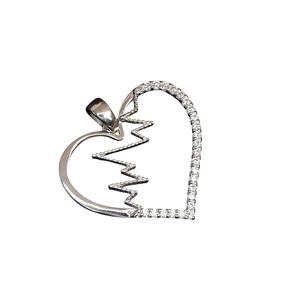 925 Sterling Silver ECG Graph <b>Charm</b> Heart Life Line Pendant Medical Themed Jewelry Heartbeat Pulse <b>Charm</b> Open Necklace for Women - Product Image 1
