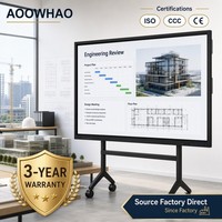 Pizarra Interactiva Inteligente con IA de 65 Pulgadas, 4K UHD, OEM ODM, Panel Plano Interactivo para Reuniones de Oficina y Enseñanza en el Aula