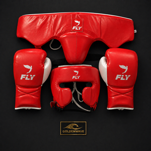 Brand New Professional Fly Leather Boxing Gloves Head <b>Groin</b> <b>Protector</b> Set Breathable Durable Eco-Friendly Custom Brand Green - Product Image 2