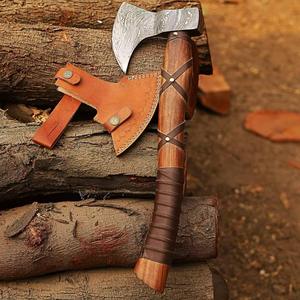 Hacha de fábrica de cubiertos personalizada OEM ODM al por mayor, hacha de batalla forjada portátil multifuncional, mango de madera maciza para hacha de camping - Product Image 2