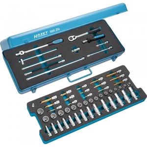 Hazet 58-Piece 3/8'' <b>12</b>-<b>Point</b> Square <b>Socket</b> Set with Traction Profile and Knurling - Product Image 1