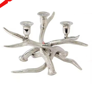 Bougeoir en aluminium design moderne en métal fini argenté pour hôtel, restaurant et bar - Product Image 1