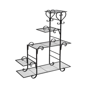 Gran oferta, estante de exhibición de flores alto, diseño personalizado, Metal recubierto de negro para el hogar y la decoración para uso en el suelo, macetas, macetas - Product Image 1