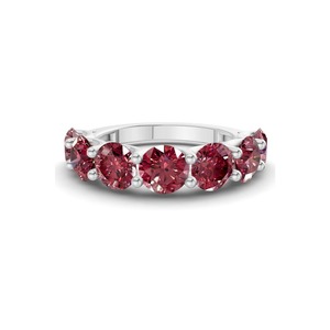 Bague essentielle en or massif 14 carats avec diamant de laboratoire de couleur Cognac Cerise, 1,00 carat total, pureté VS, 7 diamants couleur ambre - Product Image 2