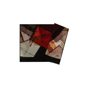 Black Printed Polyester Tasseled Rectangular Geometric Pattern Scarf - Product Image 1