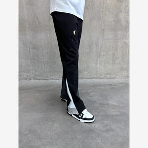 กางเกงผู้ชายสีเงินมันวาวแบบลำลองของผู้ชายผ้าขนสัตว์น้ำหนักเบาพร้อมเอวยางยืดหนาปานกลางย้อมธรรมดาตามสั่ง - Product Image 5