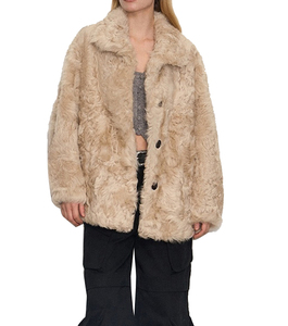 Blouson d'aviateur court ODM coupe-vent d'hiver décontracté en laine/fourrure de renard pour femmes personnalisées pour l'extérieur - Product Image 1