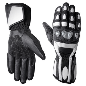 Bikers Track Racing White/Black Leather Motorbike Riding Gloves Motorcycle Auto Racing Wear Armoured Racing Gloves For Men - Product Image 1