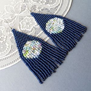 ต่างหูประดับลูกปัดแก้วแท้ทันสมัยทันสมัยต่างหูน้ำหนักเบามีพู่ห้อยสไตล์พื้นเมืองสไตล์โบฮีเมียนสำหรับสาวๆผู้หญิง - Product Image 1