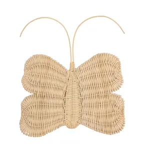 Wholesale Natural Rattan Butterflies Wicker Boho Wall Decor Ornament For Kids And Babies Room Wall Decoration For Home