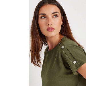 Camiseta sencilla de cuello redondo para mujer, camiseta de manga corta para el día a día, ropa informal de moda, venta al por mayor - Product Image 5