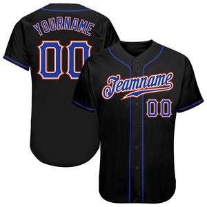 Camiseta de béisbol auténtica más vendida, ropa de equipo negra Royal-Orange personalizada para adultos, conjuntos elegantes transpirables de talla grande - Product Image 1
