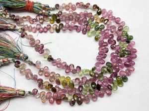 Briolette de forma de pera facetada de turmalina múltiple de calidad superior, piedra preciosa natural para joyería - Product Image 4