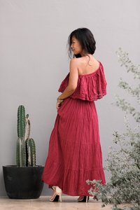 ชุดเดรสโบฮีเมียนเปิดไหล่ขนาดใหญ่พิเศษสำหรับฤดูร้อน2024เดรสลำลองสไตล์โบฮีเมียนชุดชายหาดหลวมๆ - Product Image 4