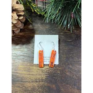 Navajo Handcrafted Spiny Oyster & <b>Sterling</b> <b>Silver</b> <b>Dangle</b> <b>Earrings</b> - Product Image 1