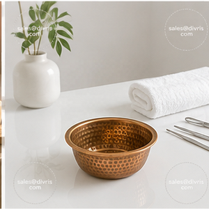 Bol à manucure artisanal en cuivre fini, forme ronde, pour les fournitures d'art des ongles, usage domestique ou en salon - Product Image 6