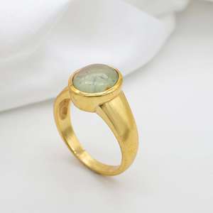 Moss Agate Brass <b>Ring</b> 18k <b>Gold</b> Plated Vintage Band Wholesale <b>Ring</b> for women - Product Image 3