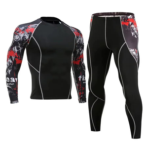 Ensemble de compression unisexe MMA Rash Guard (T-shirt et pantalon) UPF50+ Séchage rapide Protection UV Anti-bactérien Respirant Écologique pour la gym et le surf - Product Image 4
