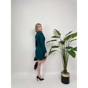 Robe-veste boutonnée en satin 1075 avec taille naturelle et silhouette crayon - Product Image 5