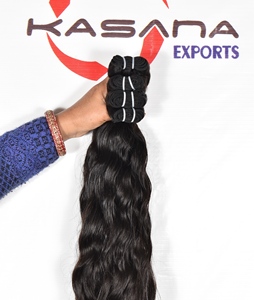 Cuticule de temple de couleur naturelle indienne non traitée traitement aligné aucun machine double trame extensions de cheveux humains à ondes profondes - Product Image 3