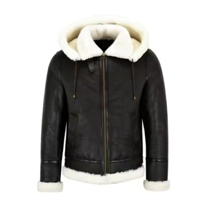 Unisex Black Ice Hockey <b>Hoodies</b> with Detachable White <b>Fur</b> Hood 100% Polyester Breathable & Waterproof Customizable - Product Image 1