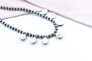 สร้อยคอเทอร์ควอยซ์ดอกรักเร่สีม่วงทำด้วยมือเงินสเตอร์ลิงพร้อมโซ่ปรับได้ - Product Image 2