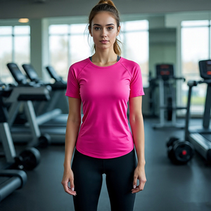 100% Polyester entraînement t-shirt femmes musculation Fitness porter t-shirt dames de haute qualité à manches courtes t-shirt dames - Product Image 4