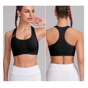 Halter Neck Backless Workout Front Scrunch Strappy Impact Yoga Gym Training Soutien-gorge de sport sans couture pour femmes - Product Image 4