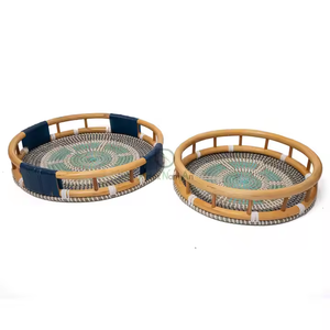 ถาดเสิร์ฟอาหารหวายหญ้าทะเลแบบกำหนดเองอมตะที่เก็บอาหารอเนกประสงค์และบริการเครื่องดื่มที่บ้าน - Product Image 3